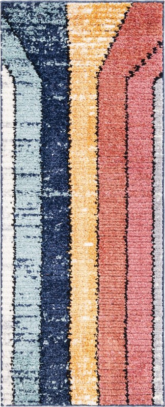 2' x 5' Rosewood · Lines rug, multi