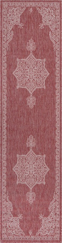 2' 7 x 10' Rhys · Border Outdoor Rug, rustred
