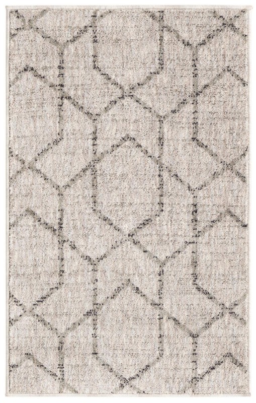 Glenwood · Geometric trellis rug, ivory and gray