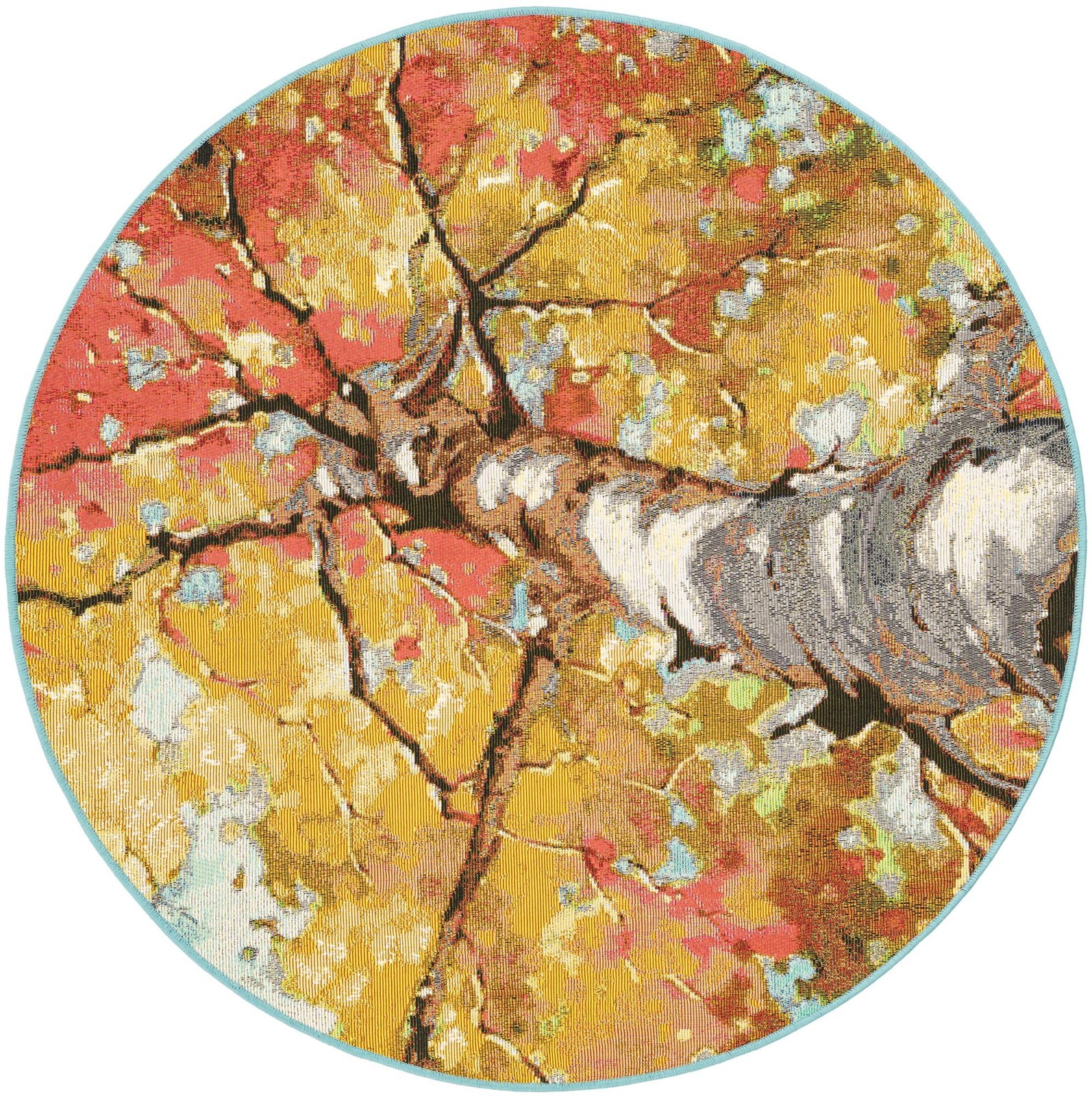 4' 1 x 4' 1 Lomax · Tree canopy Outdoor Rug, multicolor and gray