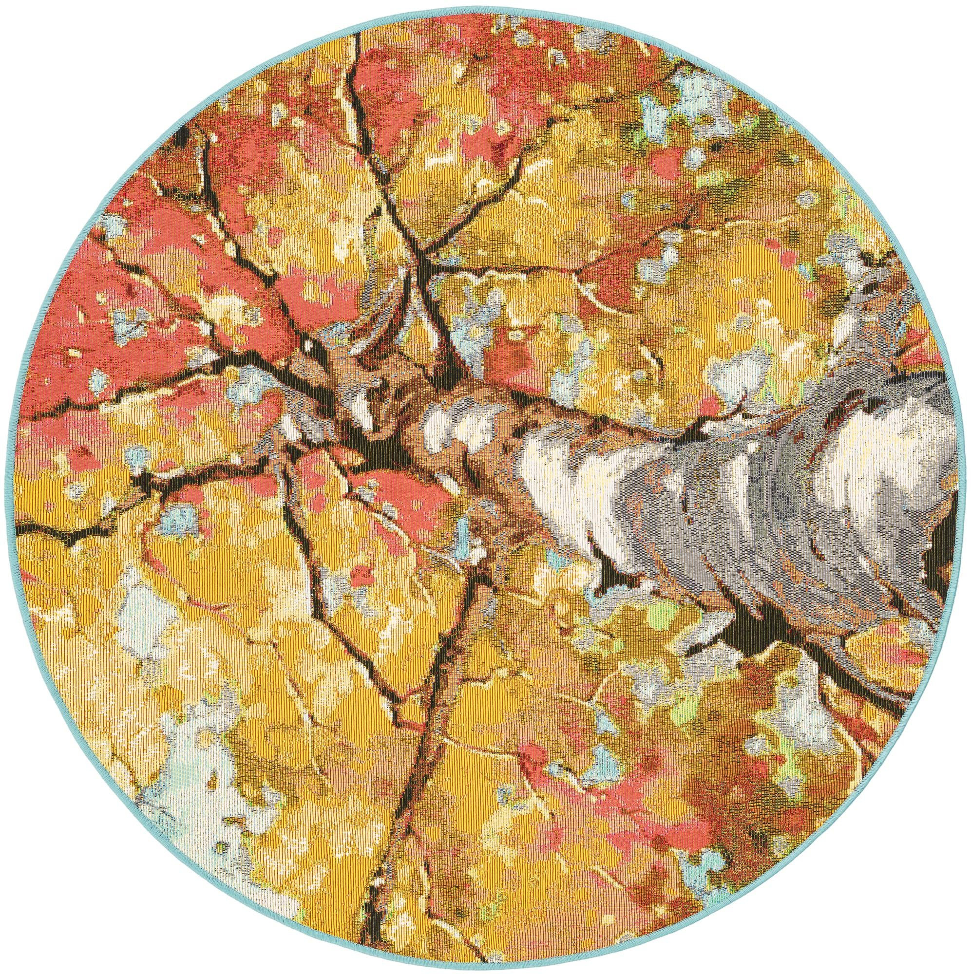 4' 1 x 4' 1 Lomax · Tree canopy Outdoor Rug, multicolor and gray