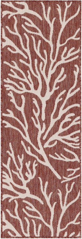 Northfield · Coral Outdoor Rug, rust red and ivory