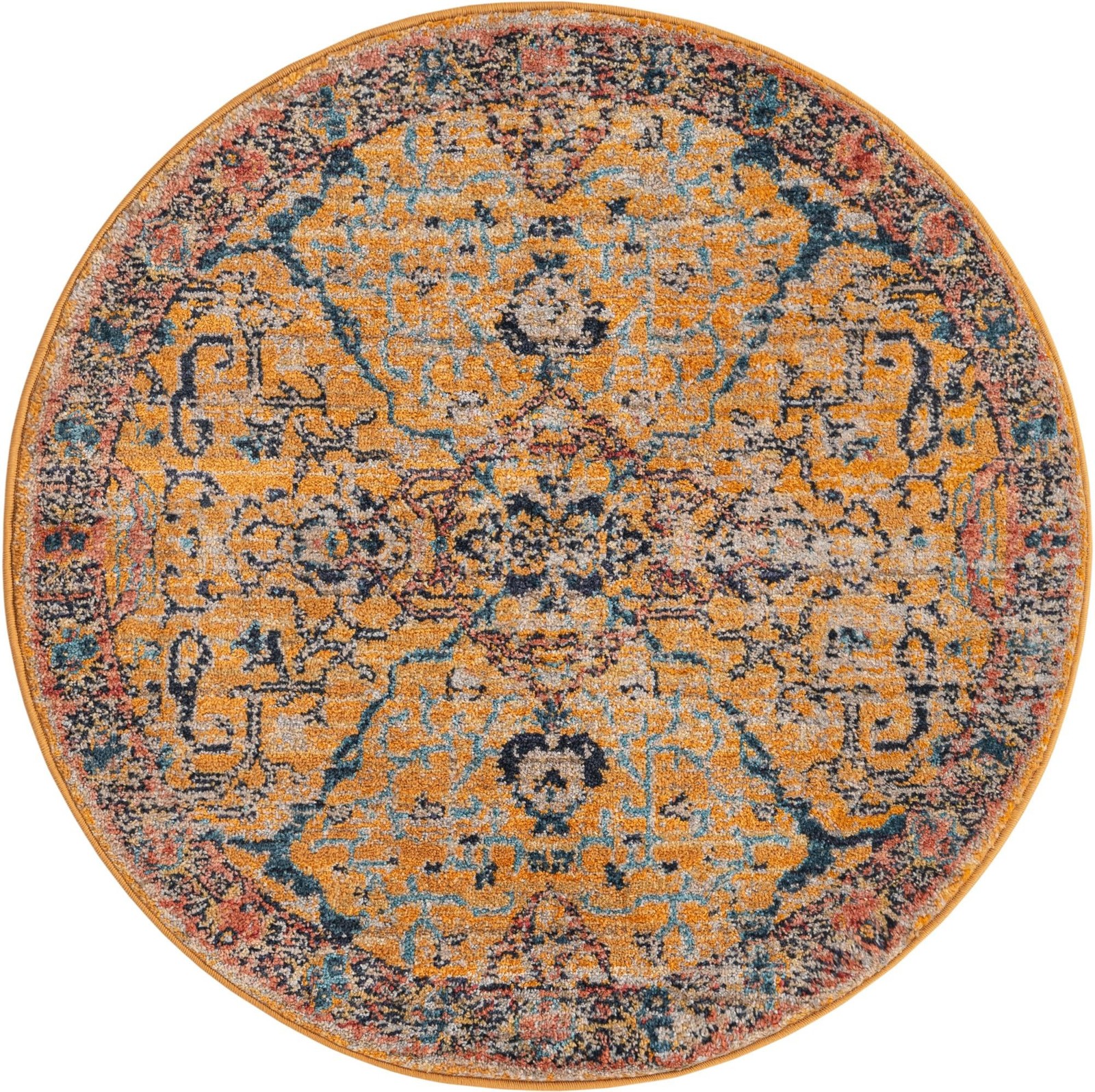 3' 3 x 3' 3 Sedgwick · Border rug, yellow