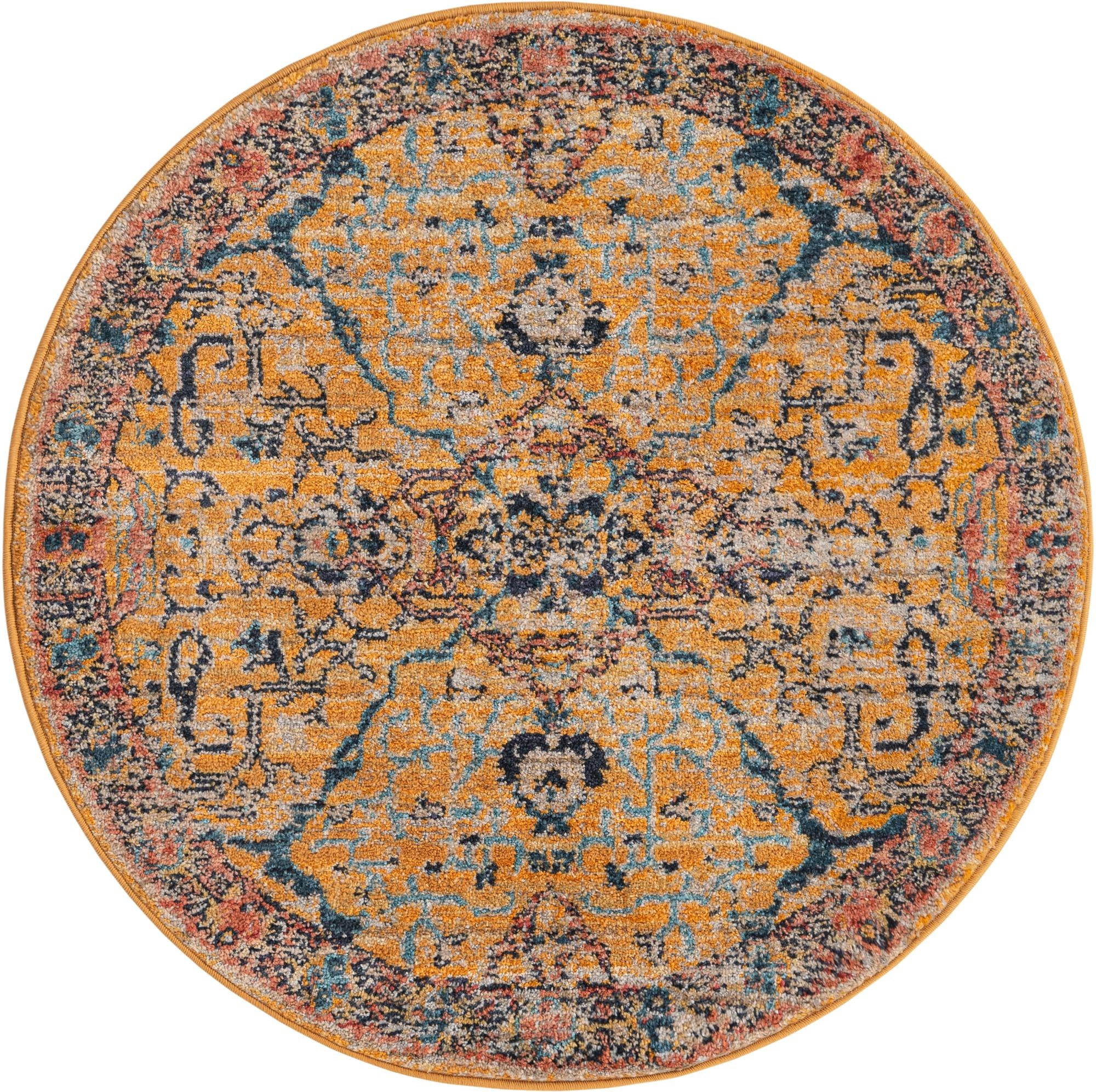 3' 3 x 3' 3 Sedgwick · Border rug, yellow