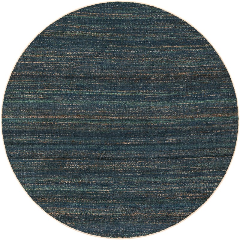 7' 10 x 7' 10 Faversham · Striped Wool Rug, ocean blue