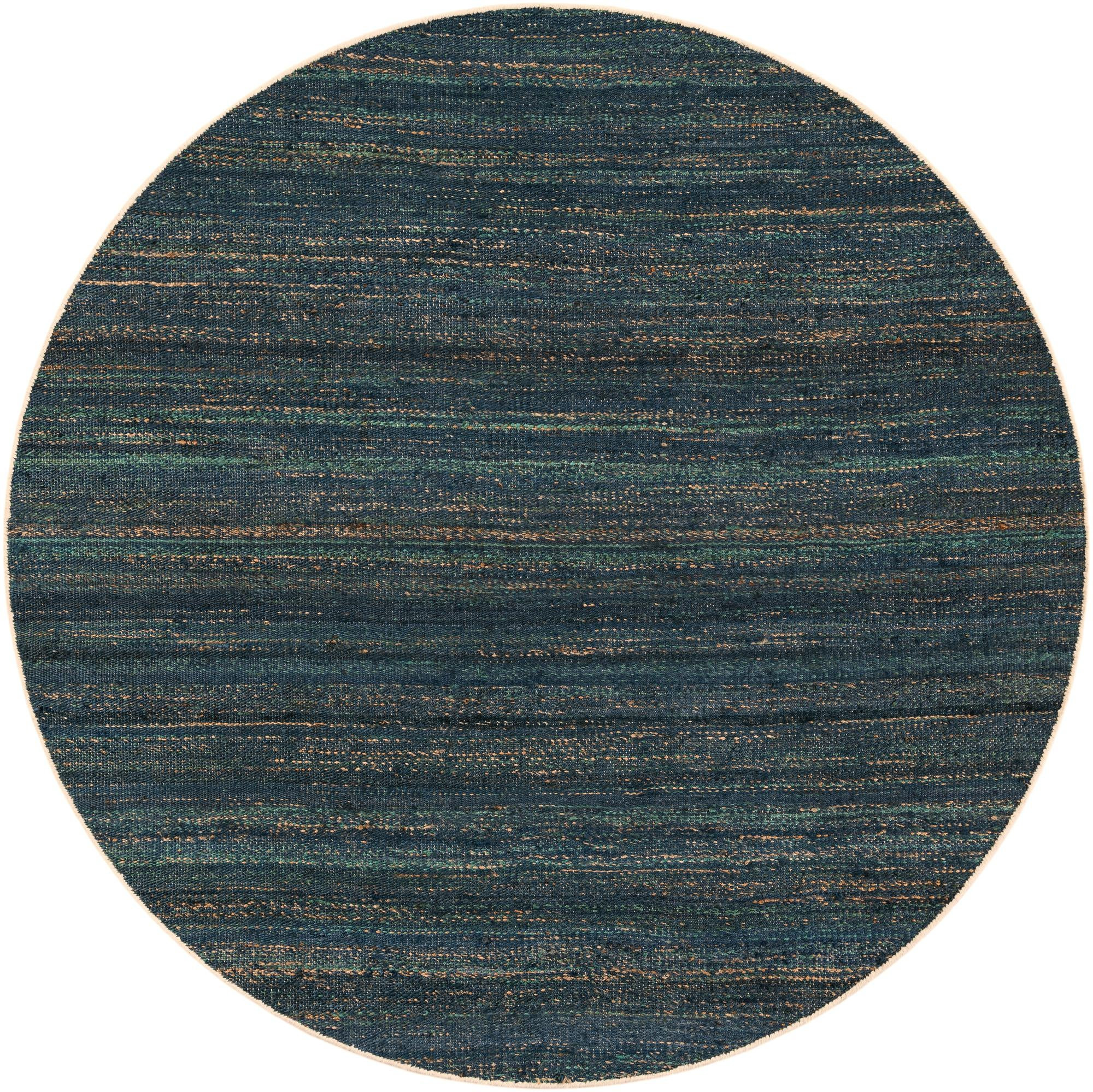 7' 10 x 7' 10 Faversham · Striped Wool Rug, ocean blue