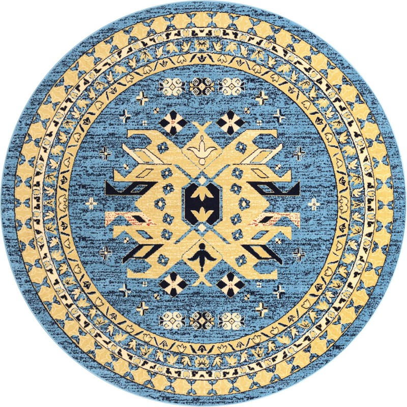 7' 10 x 7' 10 Isadora · Border rug, blue