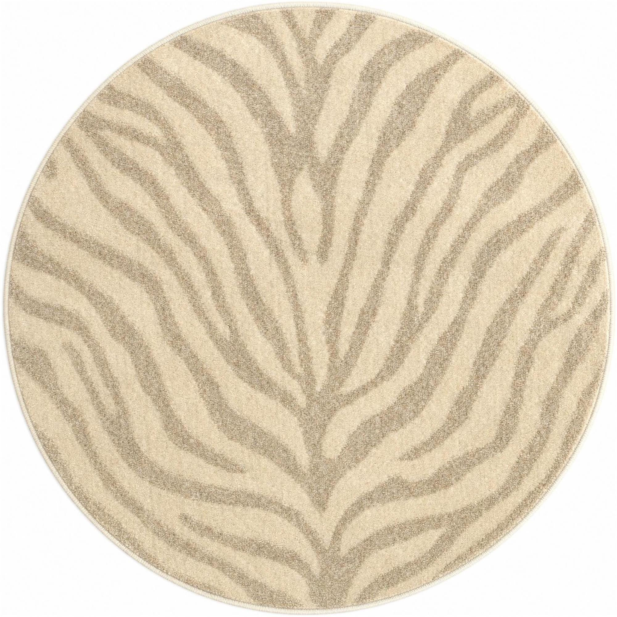 3' x 3' Fisk · Zebra rug, ivory and beige
