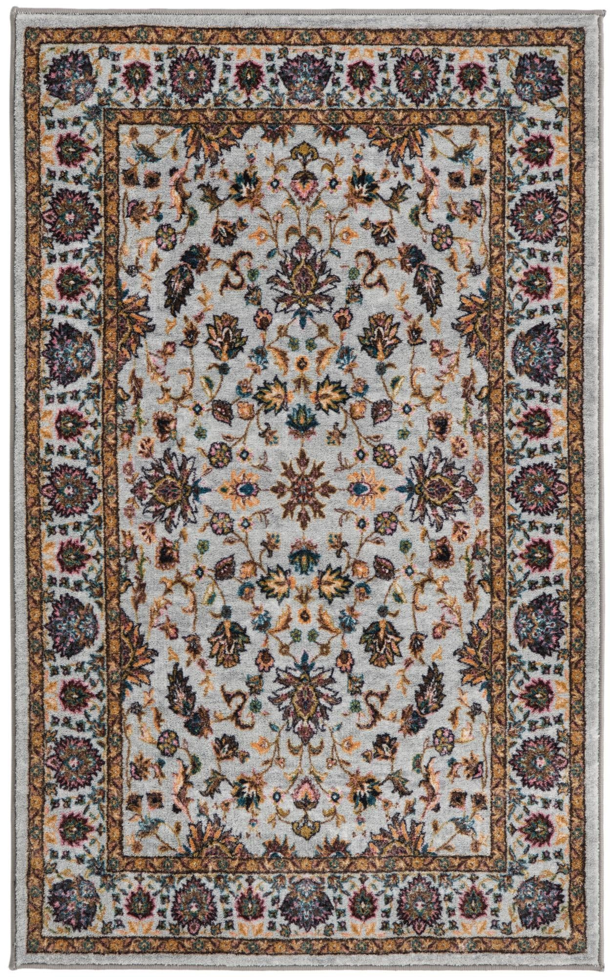 3' 3 x 5' 3 Bluebell · Floral oriental rug, gray and multi