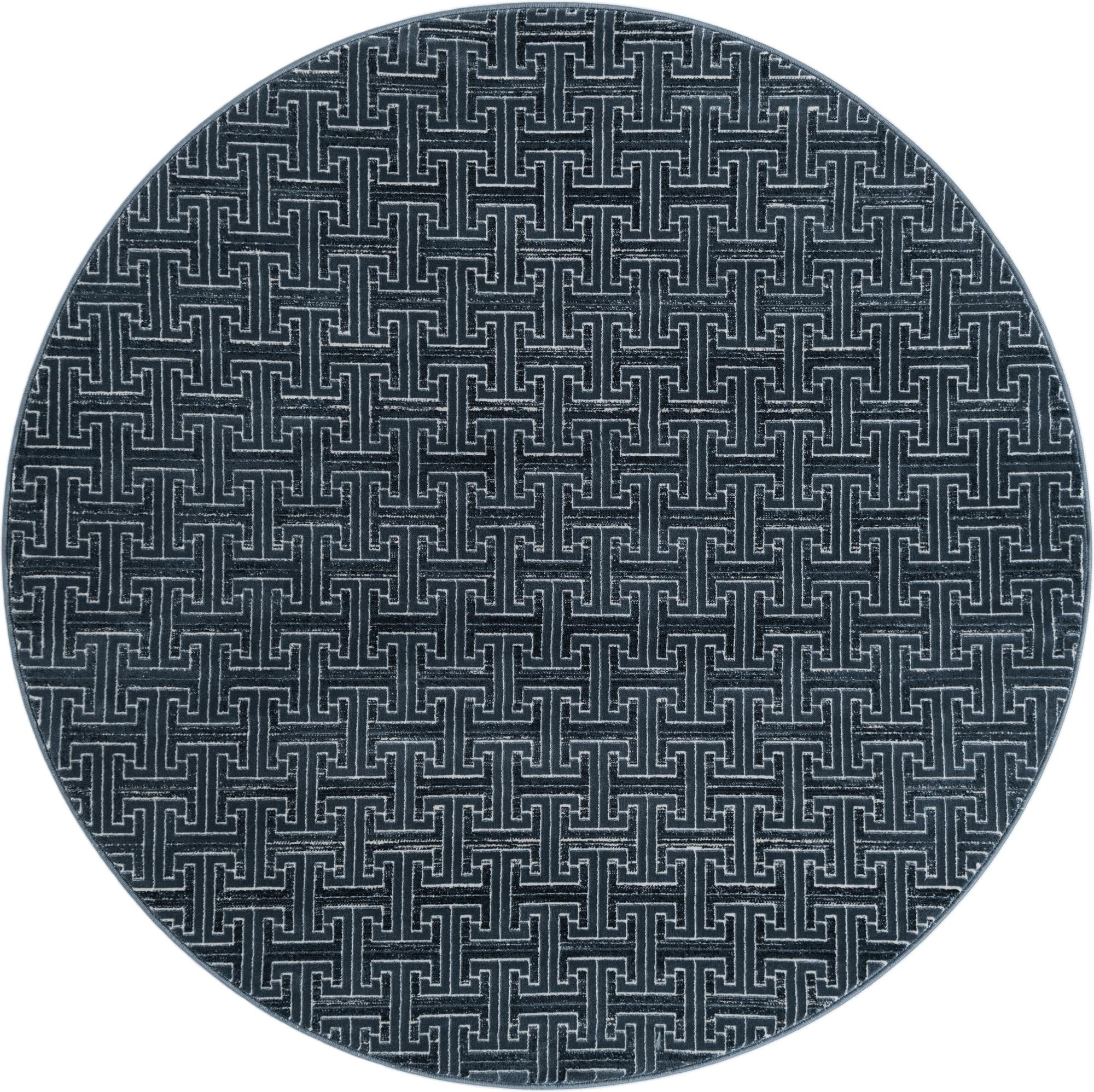 5' 3 x 5' 3 Argyle · Geometric lattice rug, navy and ivory