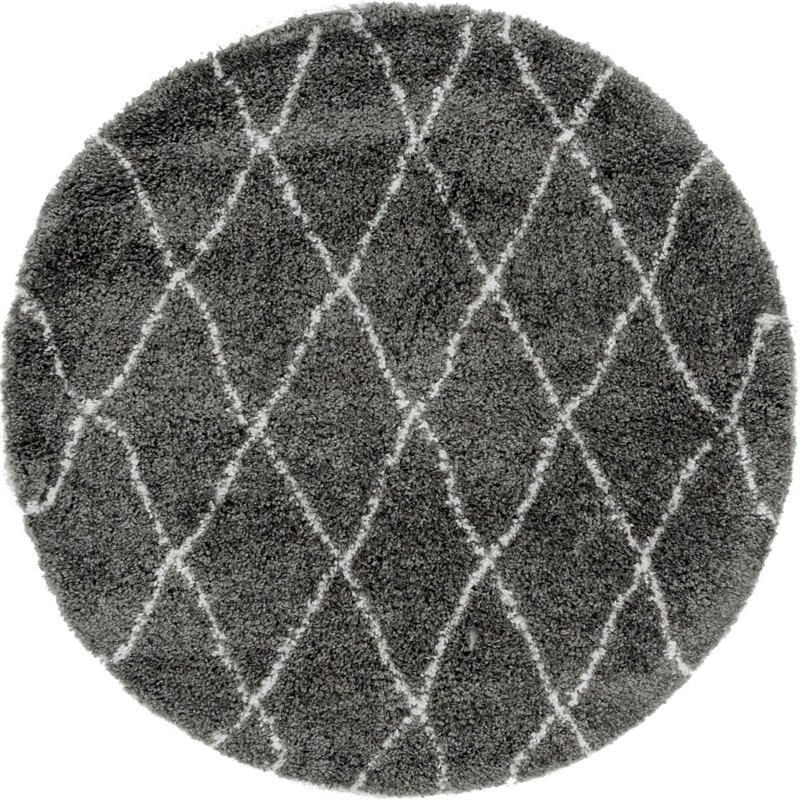 Jameson · Diamond lattice Shag Rug, gray and ivory