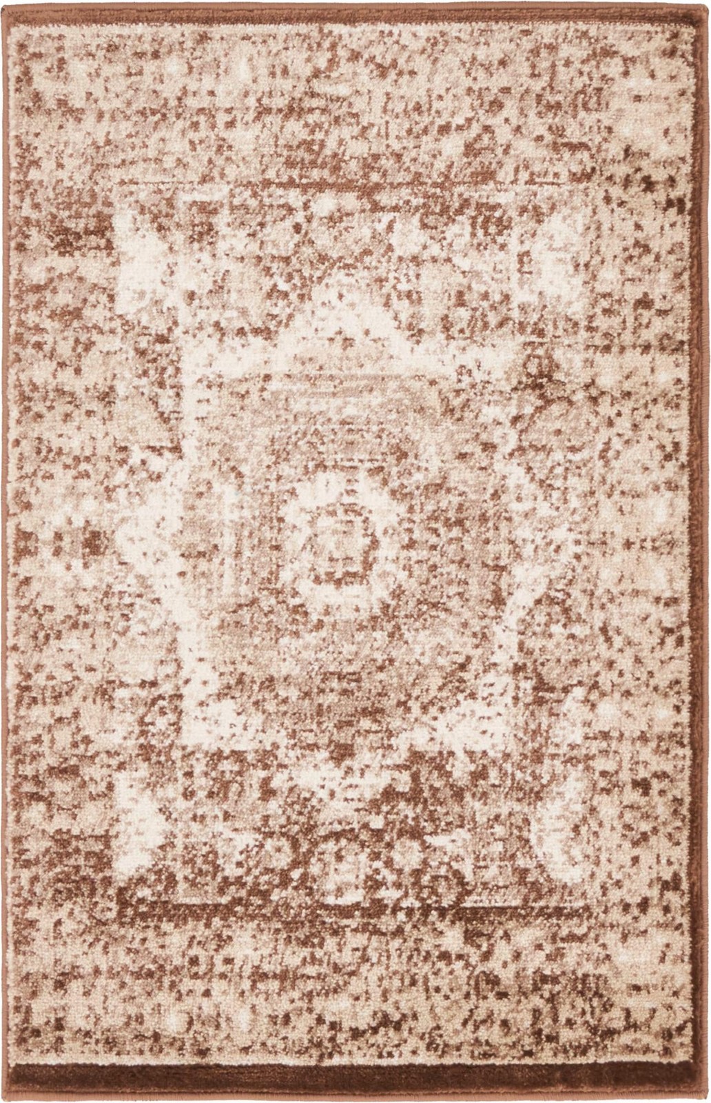 2' x 3' Harley · Distressed medallion rug, chocolate and ivory