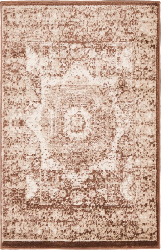 2' x 3' Harley · Distressed medallion rug, chocolate and ivory
