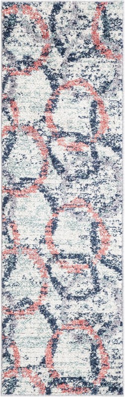 Sallis · Abstract circles rug, ivory, blue, pink