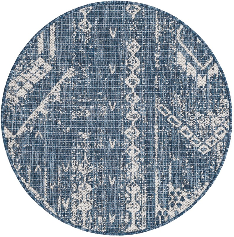 3' x 3' Wildman · Geometric Outdoor Rug, blue