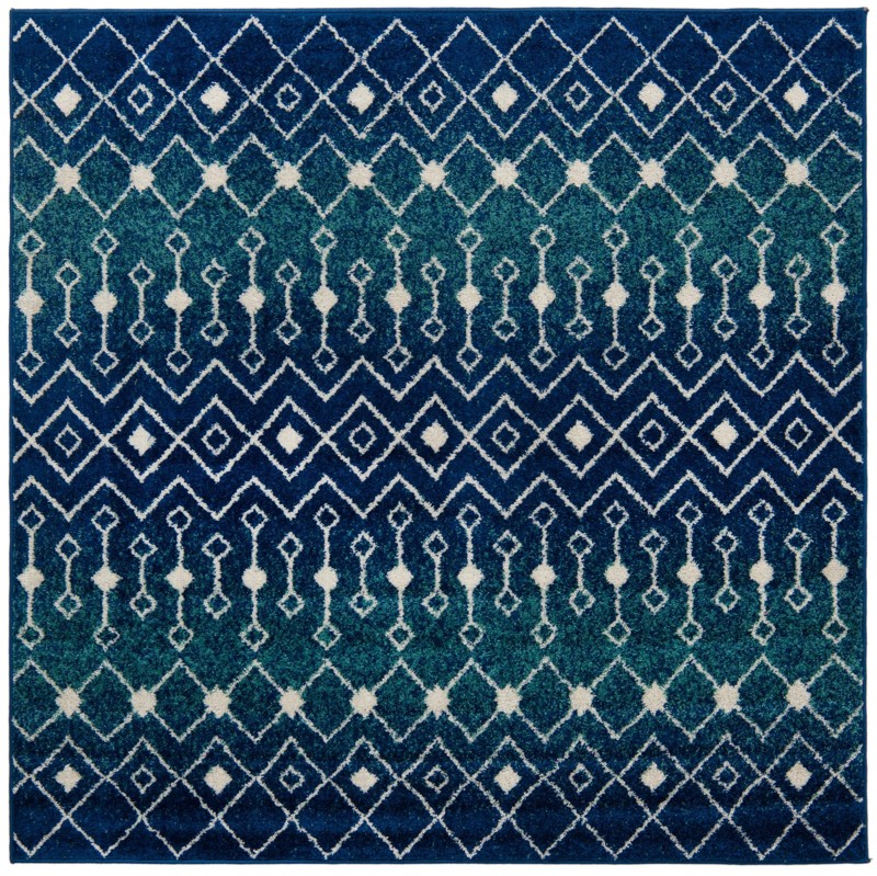6' x 6' Boswell · Tribal trellis rug, navy and teal