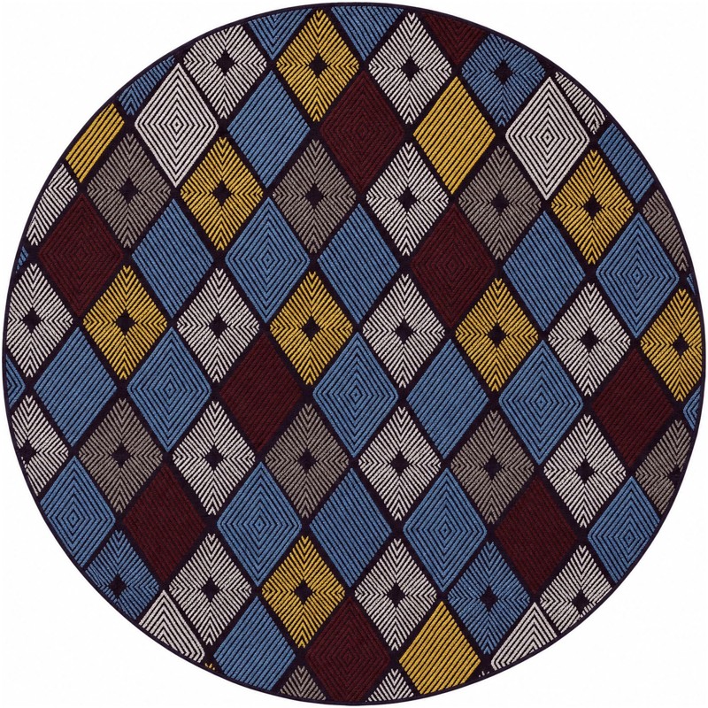 7' 10 x 7' 10 Partridge · Diamond rug, multi