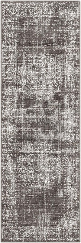 Leighton · Distressed medallion rug, gray and ivory