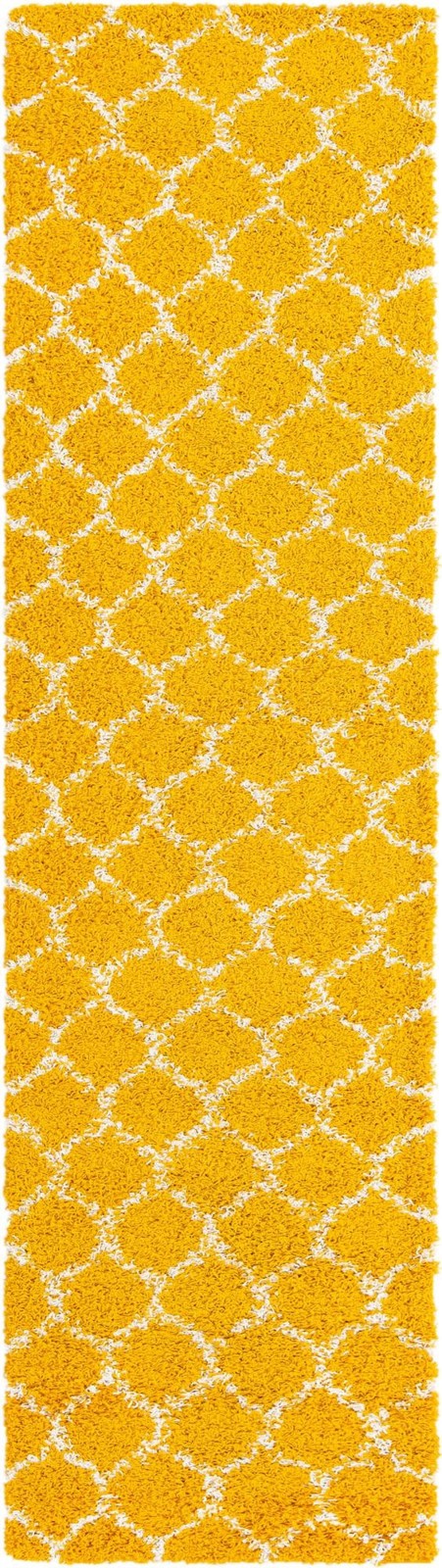 2' x 8' Barnett · Lattice Shag Rug, yellow and ivory