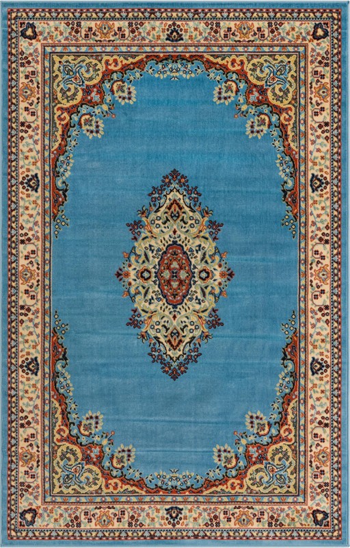 5' 3 x 8' Bingham · Border rug, blue