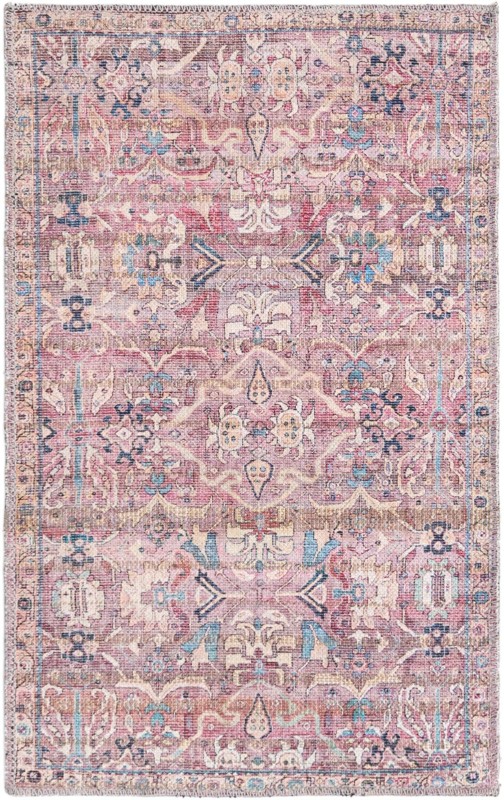 2' x 3' Gaskell · Border Washable Rug, pink