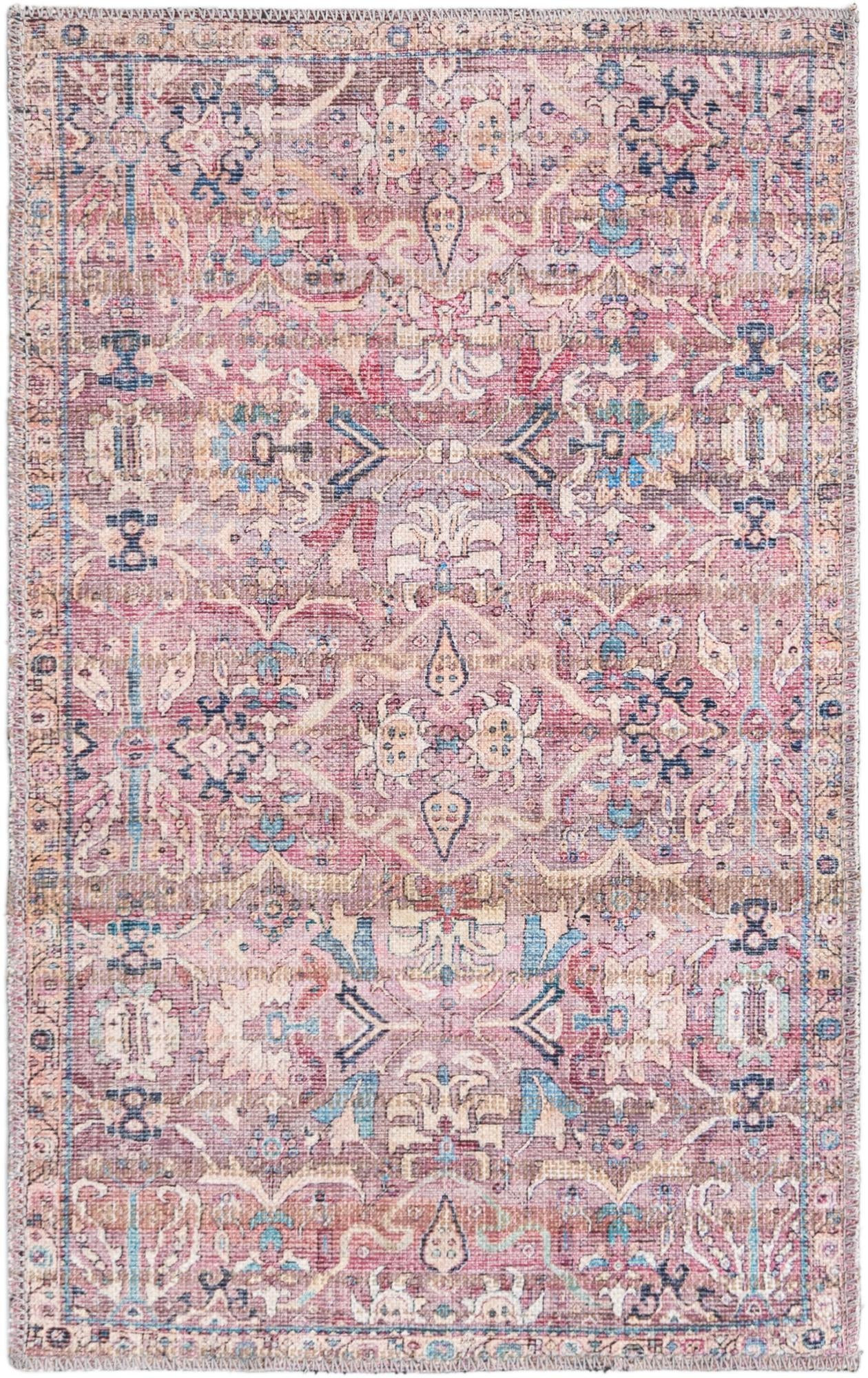 2' x 3' Gaskell · Border Washable Rug, pink