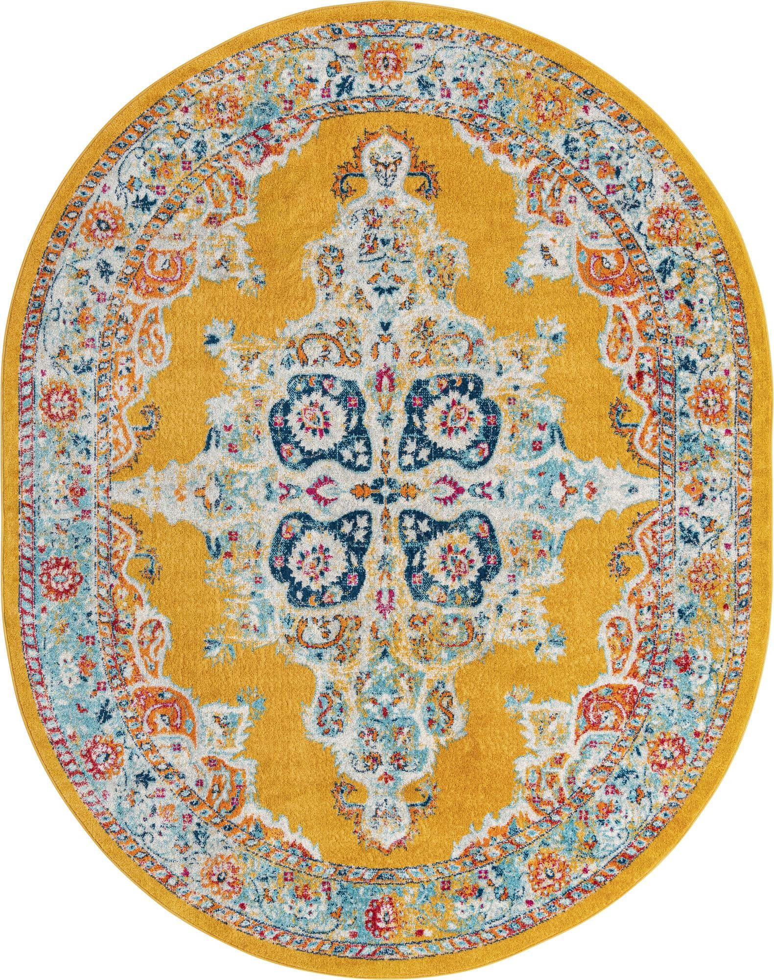 7' 10 x 10' Selby · Medallion rug, yellow
