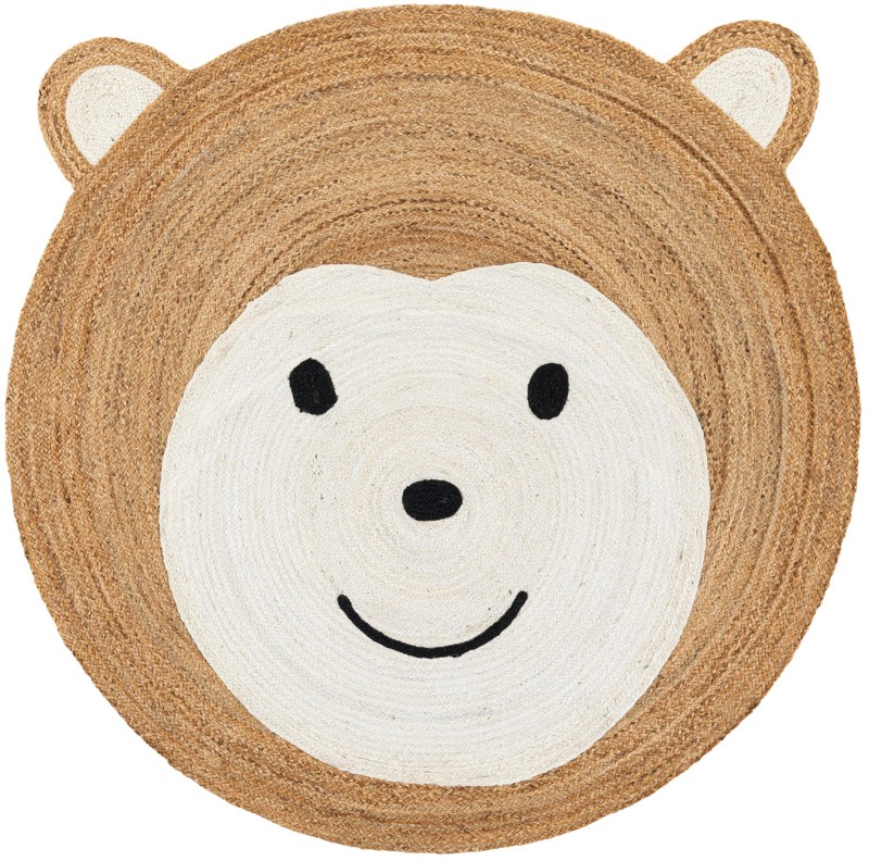 6' 1 x 6' 1 Godwin · Pictoral Braided Jute Rug, white and natural