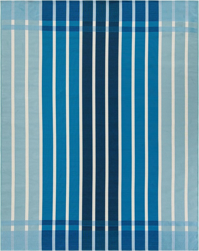 7' 10 x 10' Lomax · Striped Outdoor Rug, shades of blue