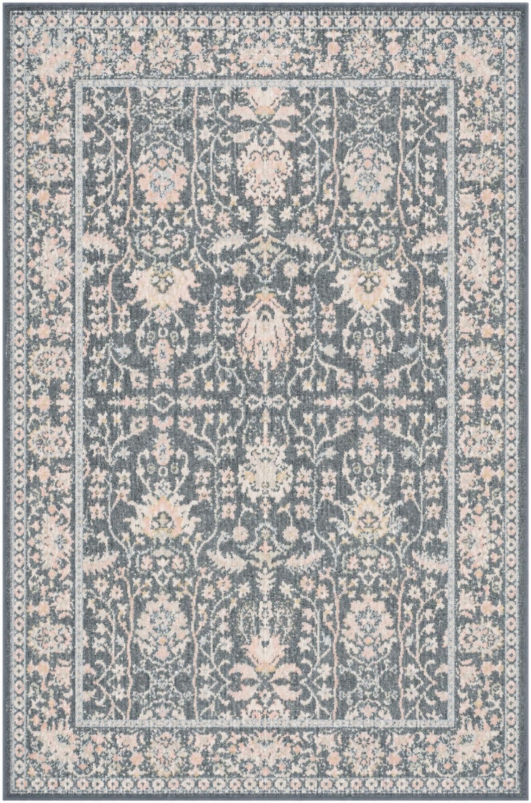 4' x 6' Sandys · Persian floral Washable Rug, navy and blush
