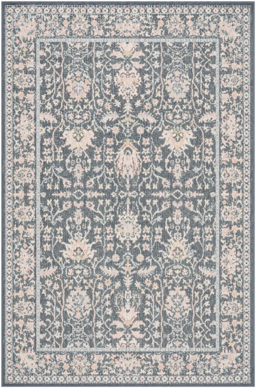 4' x 6' Sandys · Persian floral Washable Rug, navy and blush