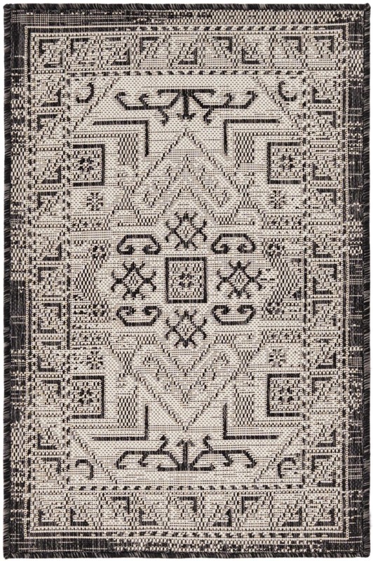 Estuary · Border Outdoor Rug, charcoal gray