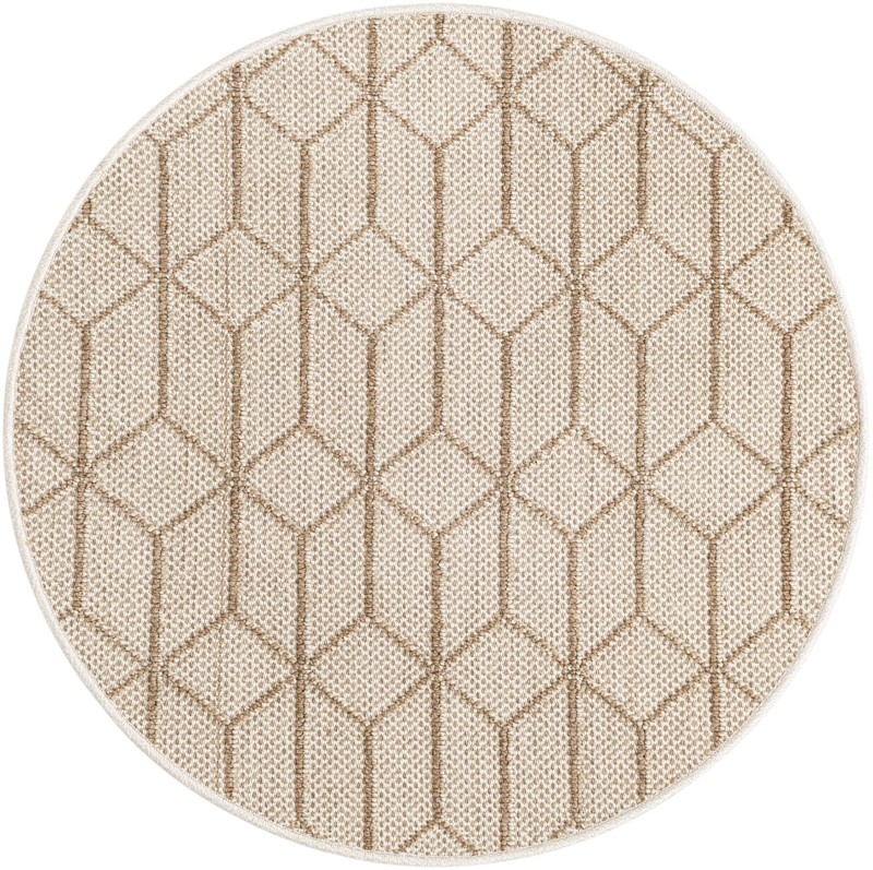 3' 1 x 3' 1 Jasper · Geometric diamond Outdoor Rug, beige and cream