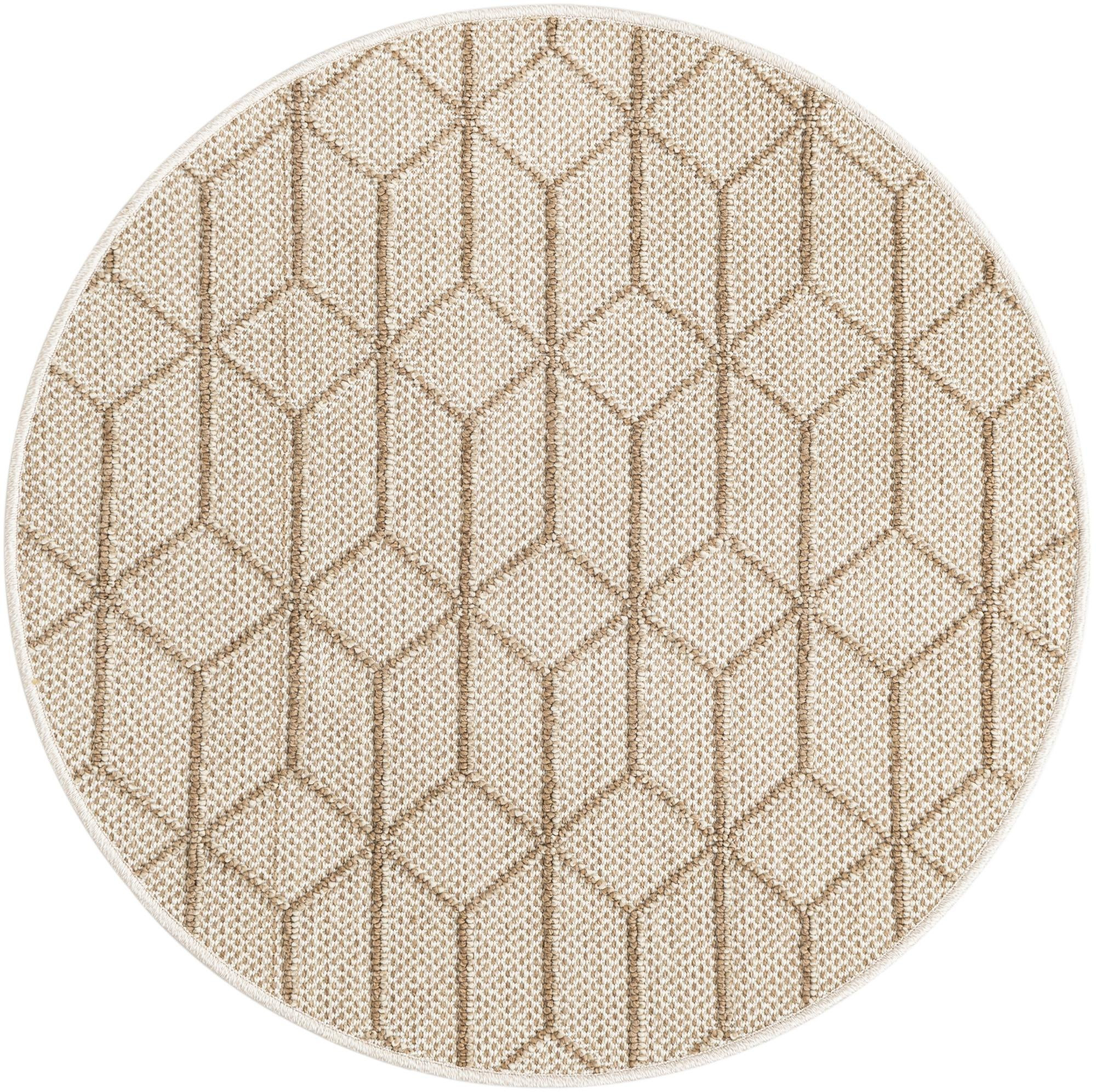 3' 1 x 3' 1 Jasper · Geometric diamond Outdoor Rug, beige and cream