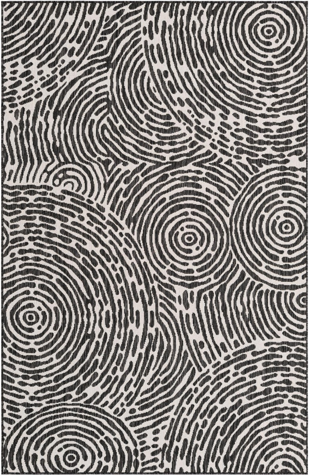 5' 3 x 8' Grafton · Abstract Outdoor Rug, black and white