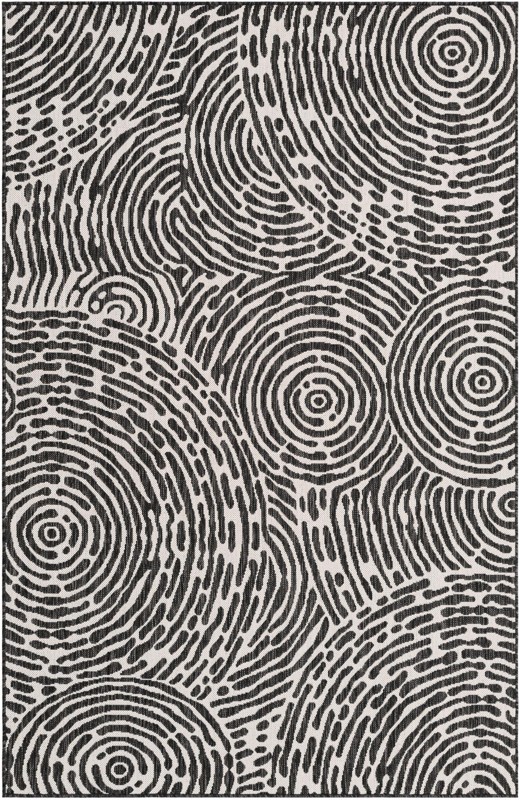 5' 3 x 8' Grafton · Abstract Outdoor Rug, black and white
