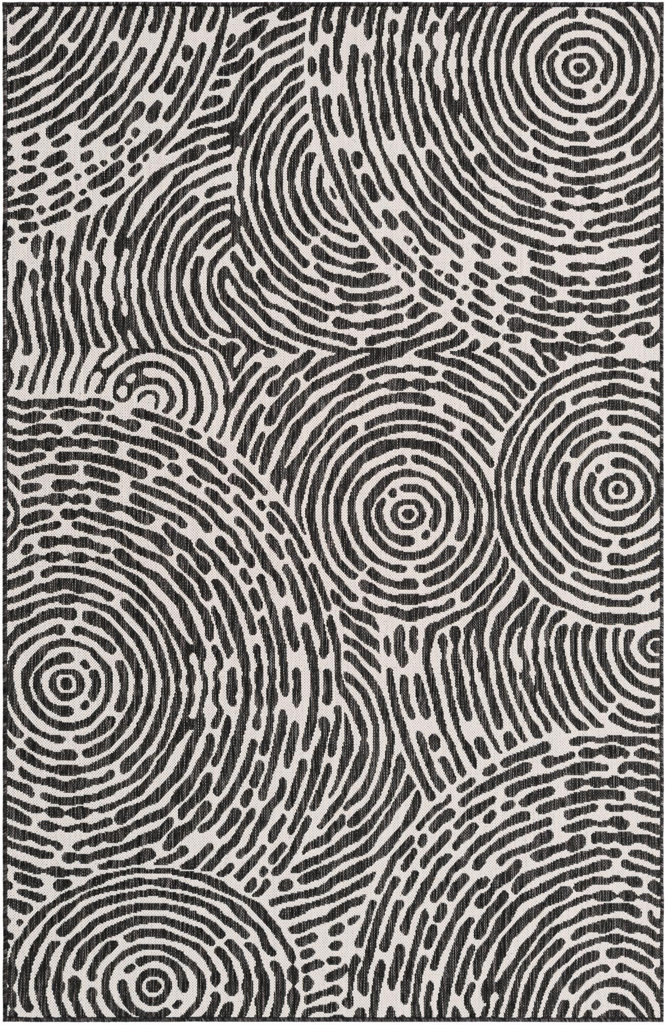 5' 3 x 8' Grafton · Abstract Outdoor Rug, black and white