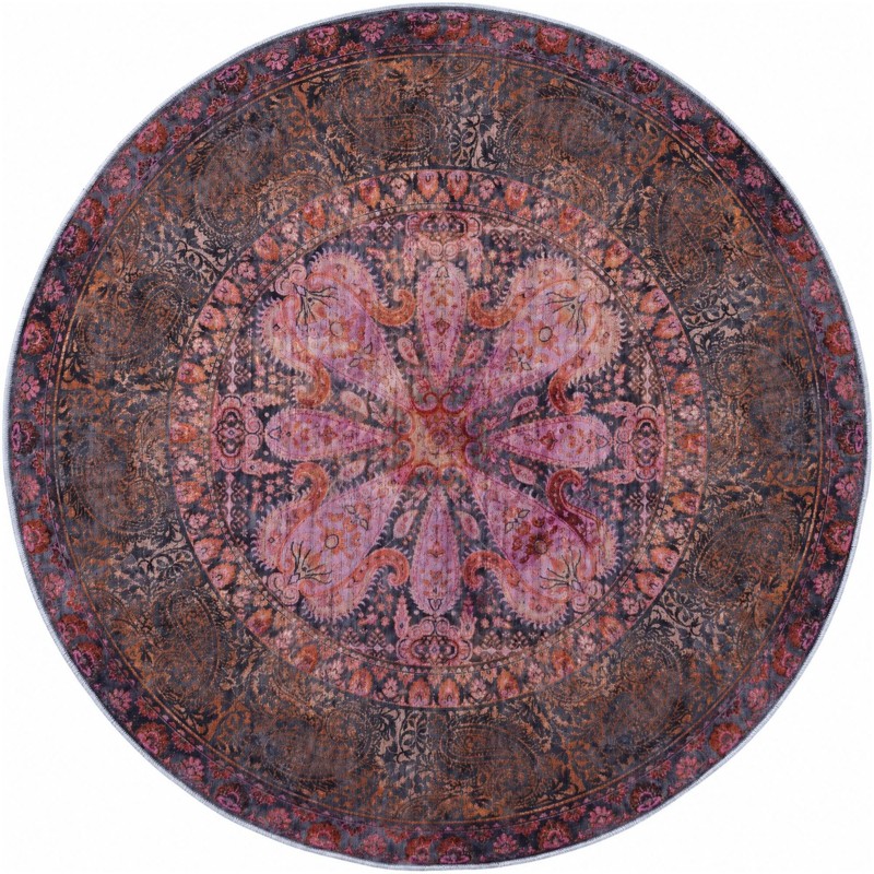 Alamosa · Paisley medallion rug, pink and charcoal