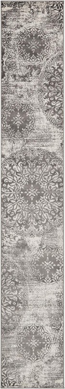 2' x 13' Blakemore · Distressed medallion rug, gray and ivory
