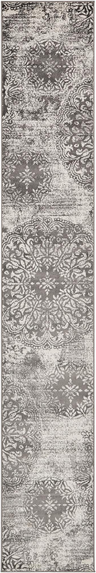 2' x 13' Blakemore · Distressed medallion rug, gray and ivory