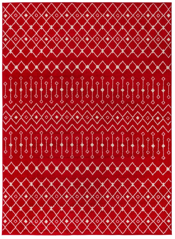 10' x 13' Boswell · Geometric trellis rug, burgundy and ivory