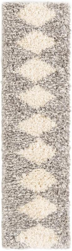 2' x 8' Carlton · Diamond Shag Rug, pearl and gray