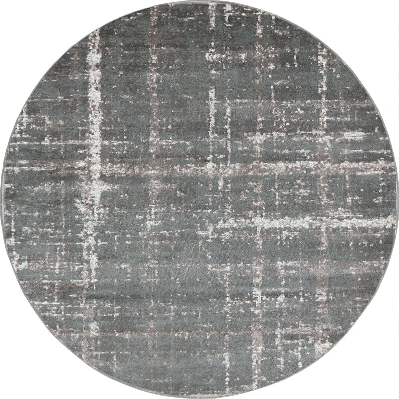 8' x 8' Maplewood · Abstract grid rug, gray and ivory