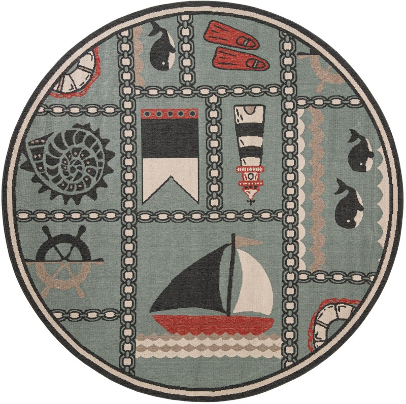Della · Border Outdoor Rug, blue