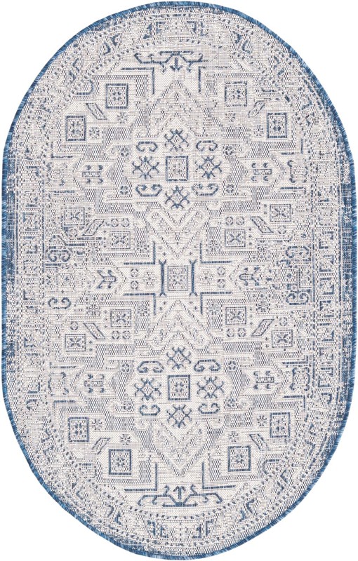 3' x 5' 3 Estuary · Medallion Outdoor Rug, blue