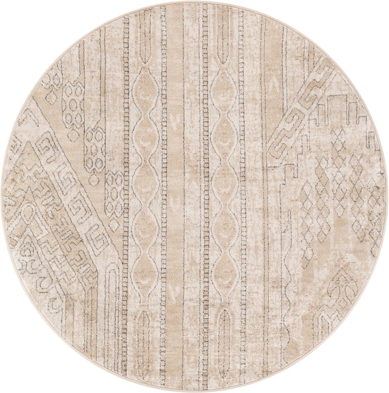 5' 3 x 5' 3 Cardinal · Tribal geometric rug, ivory and gray