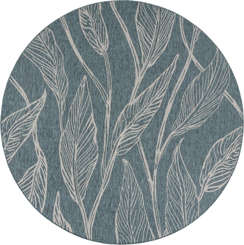 10' 8 x 10' 8 Milton · Floral / botanical Outdoor Rug, teal