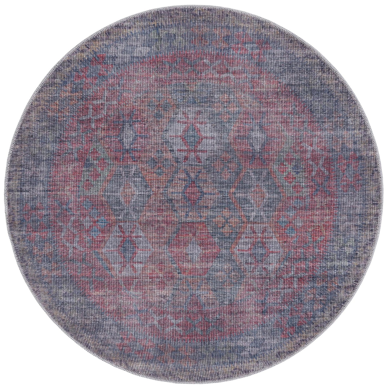 4' x 4' Fleming · Geometric diamond Washable Rug, rust and blue