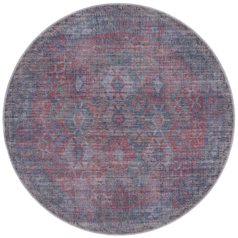 Fleming · Geometric diamond Washable Rug, rust and blue