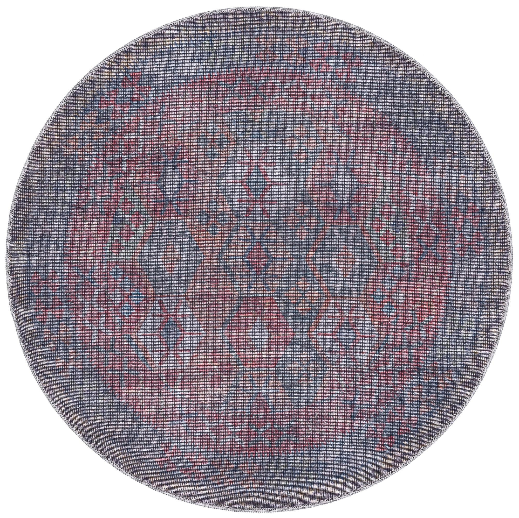 4' x 4' Fleming · Geometric diamond Washable Rug, rust and blue